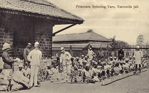 Prisoners spinning yarn - Yerwada Jail, India