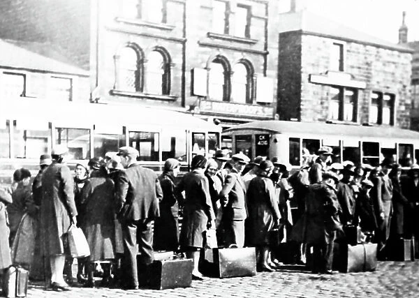 Queue for buses in Burnley, probably Wakes Week