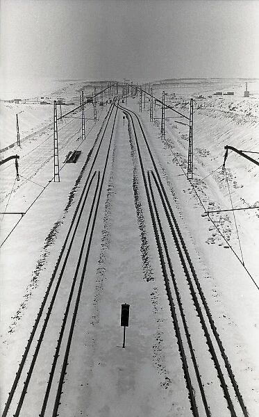 Railway line in the snow