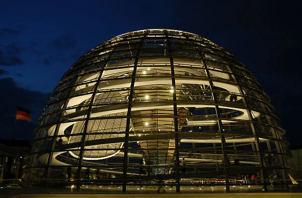 Reichstags Dome by Norman Foster (b. 1935). Night. Berlin. G