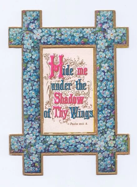 Religious quotation on a frame-shaped greetings card