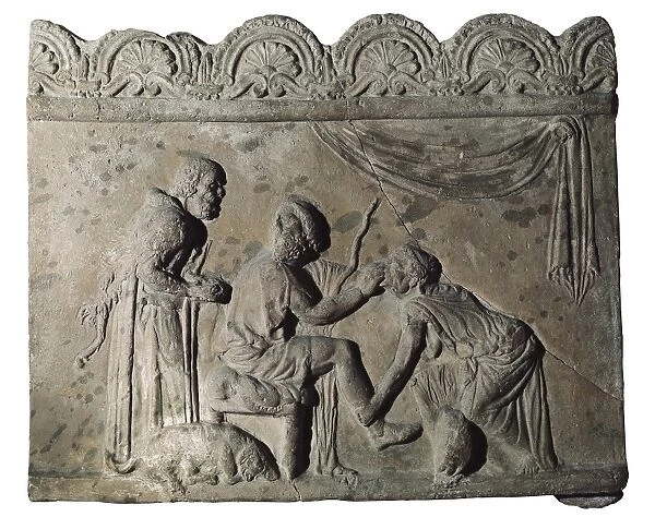 Representation of Ulysses and Eurycleia. Roman art