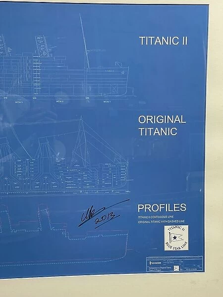 RMS Titanic II, blueprint profile design drawing