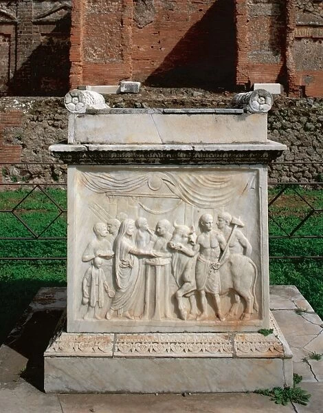 Roman Art. Italy. Pompeii. Altar of Vespasian, (69-79 CE). T