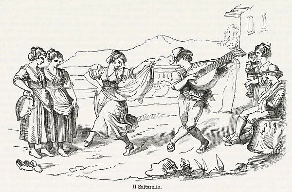 Roman people dancing a Saltarello, Italy