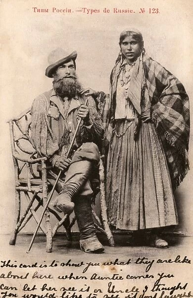 Russia - Rural couple in distinctuve traditional costume