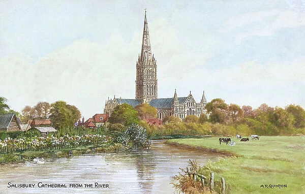 Salisbury Cathedral, from the river, Salisbury, Wiltshire