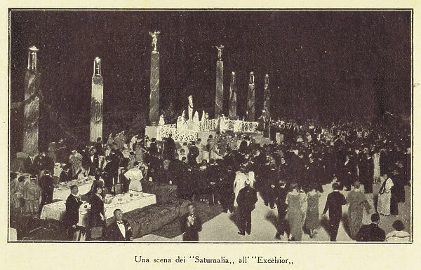 Saturnalia festival or party on the terrace of the Excelsior