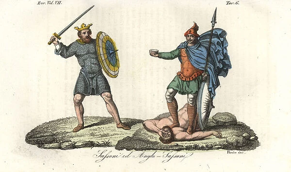 Saxon and Anglo-Saxon kings in battle armour, 8th century