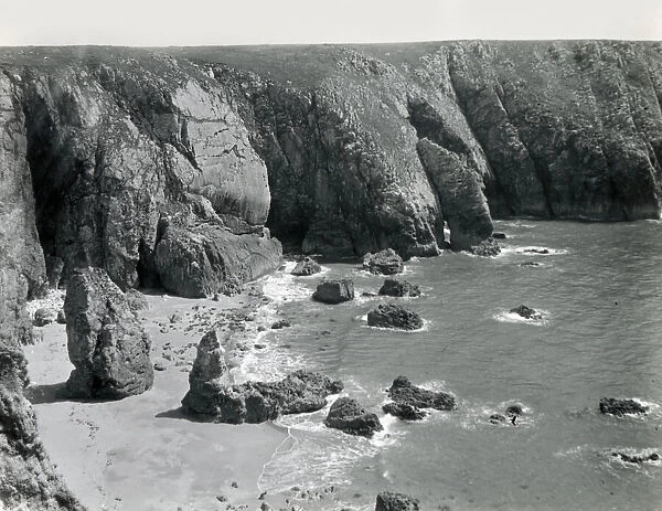 Secluded beach on the rocky Pembrokeshire coastline