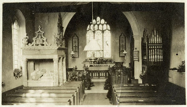Sepia photograph of the interior of Borley Church