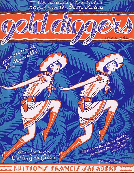 Sheet music for Gold Diggers featuring the Dolly Sisters in Oh Les Belles Filles, Paris