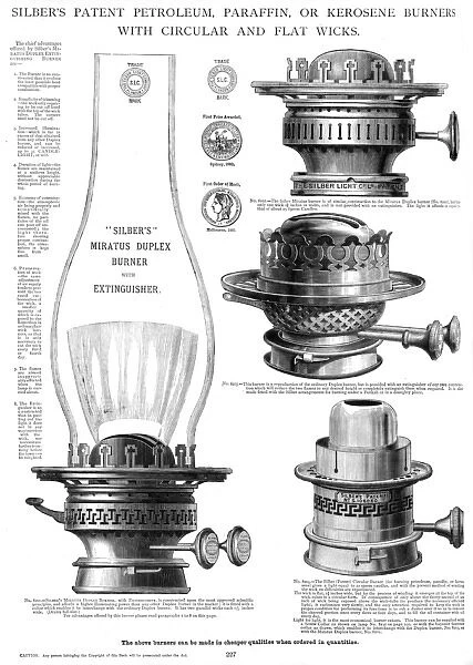 Silbers patent burners with wicks, Plate 227