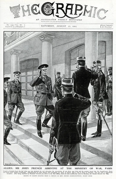 Sir John French arriving at the Ministry of War, Paris