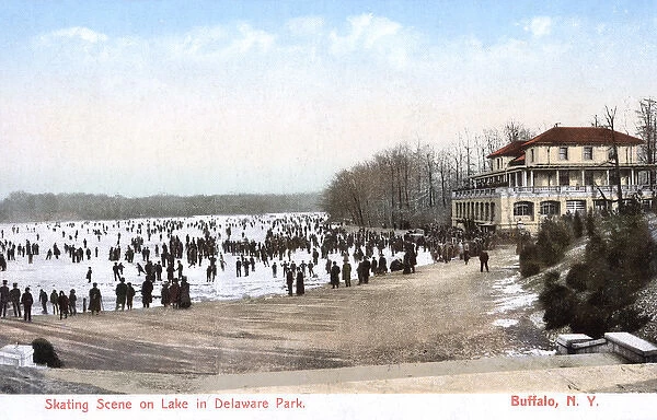 Skating Scene on Lake in Delaware Park - Buffalo, NY