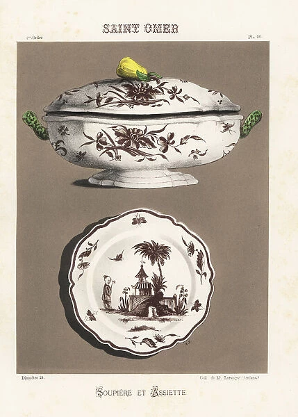 Soup dish and plate from Saint Omer, France