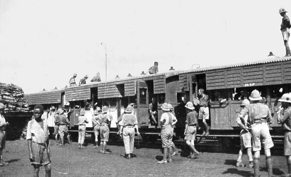 South African troops arriving at Bura Camp, Kenya, WW1