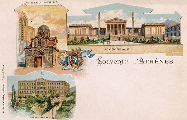 Souvenir card of Athens, Greece