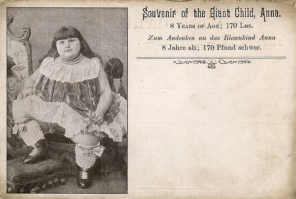 Souvenir postcard of the Giant Child, Anna