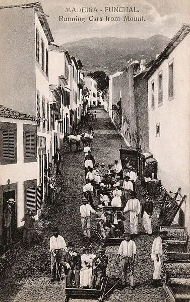 Street scene with tourist cars in Funchal, Madeira