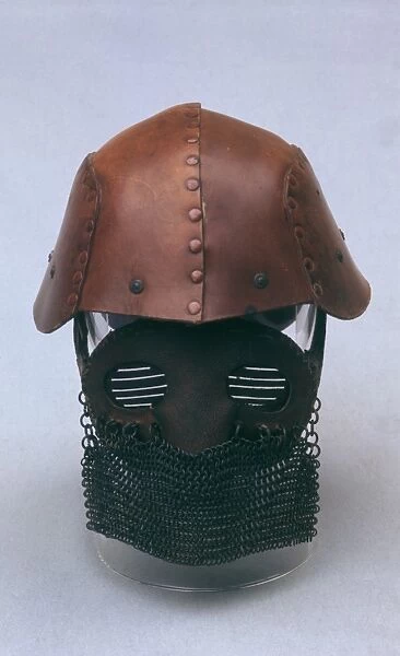 Tank crew protective helmet with chainmail, WW1