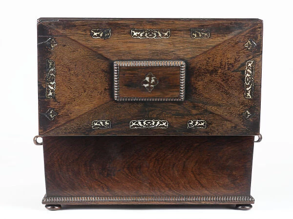 Tea caddy made from rosewood with mother-of-pearl inlays