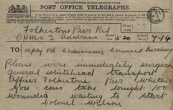 Telegram mobilising VAD 1914