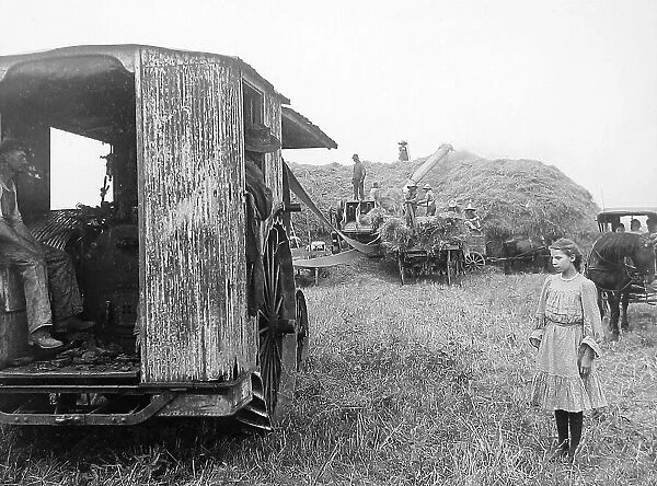 Threshing oats Illinois USA early 1900s