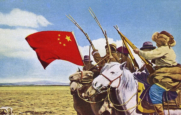 Tibetan horsemen, Tibet region, south west China