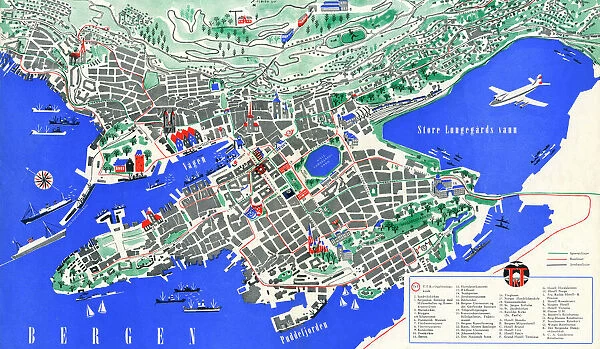 Tourist map of Bergen, Norway