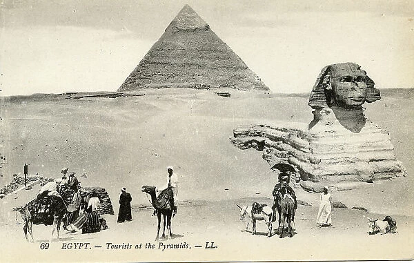 Tourists at the Pyramids and the Sphinx, Cairo, Egypt