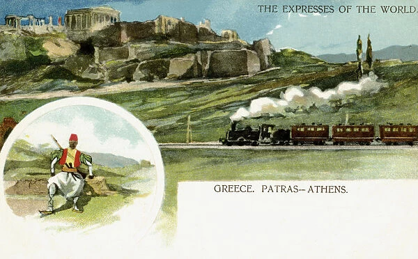 Train on the Patras to Athens railway, Greece