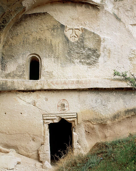Turkey. Acik Saray. Church carved into the rock. Detail