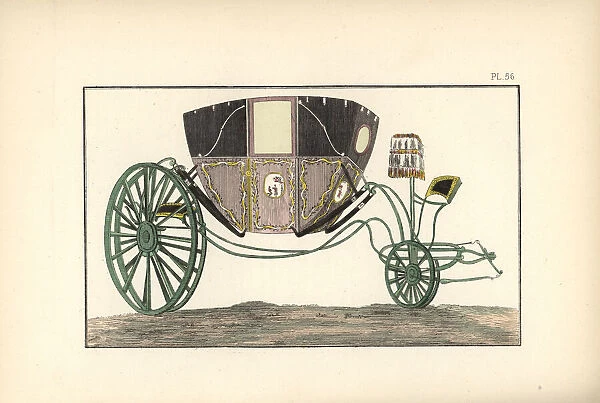 Two-person horse-drawn carriage called a vis-a-vis