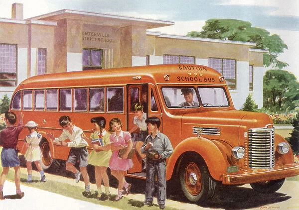 Unloading School Bus Date: 1948