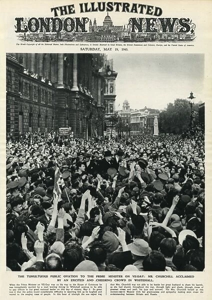 VE Day celebrations: crowd greets Churchill at Whitehall
