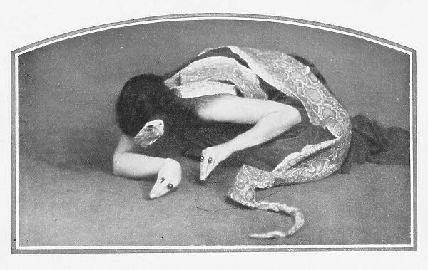 Vera Mirova in her snake dance, 1928