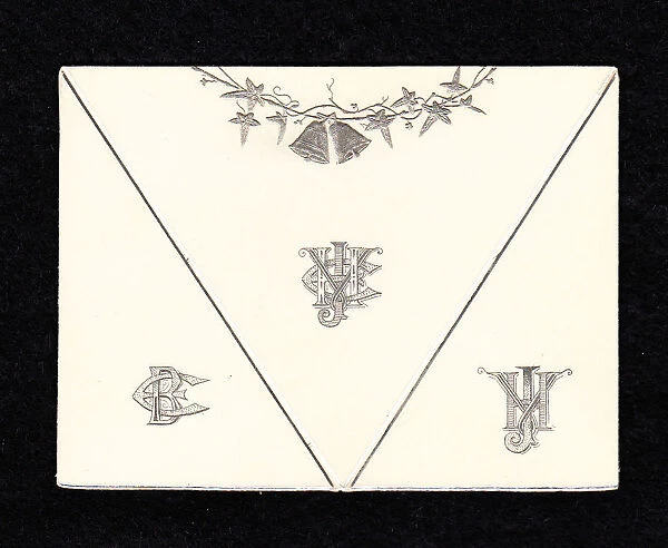 Victorian Christmas envelope with initials and bells