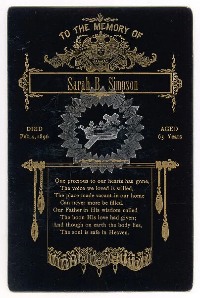 VICTORIAN MOURNING CARD