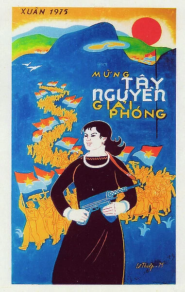 Vietnamese Patriotic Poster - Liberated Central Highlands