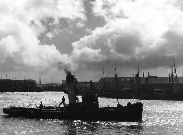 View of one of the many L. N. E. R. Dock tugs, used to take trawlers