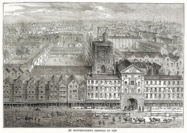 View of St. Bartholomew's Hospital in the City of London. Date: 1750