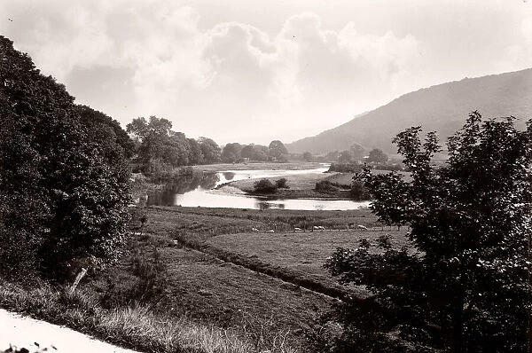 Vintage 19th century photograph - United Kingdom - the River Severn at Lllanidloes, Wales