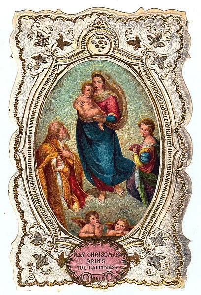 Virgin and Child on a Christmas card