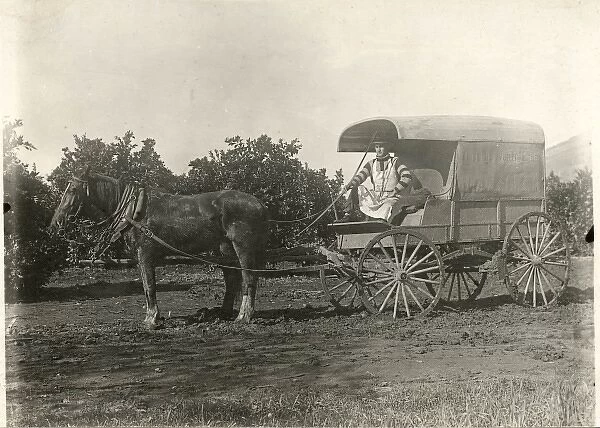 Wagon of Russ Van Vleet, a mobile butcher