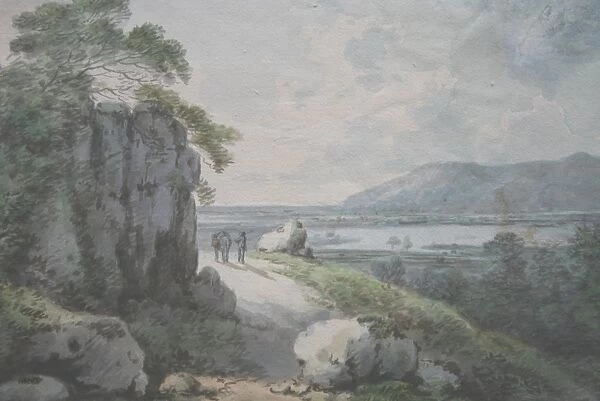 Watercolour painting of a coastal scene