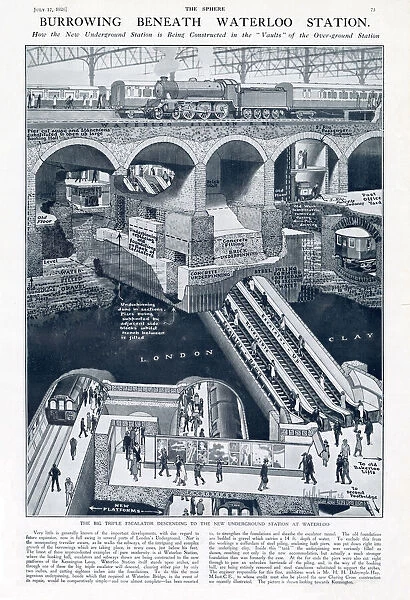 Waterloo Underground Station - cross-section 1926