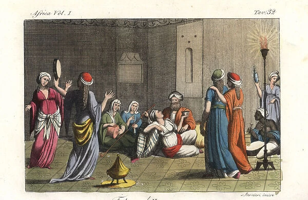 Wedding feast in an Egyptian harem, 1820