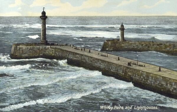 Whitby Piers and lighthouses, Yorkshire