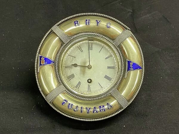 White metal mantel clock, RNYC Fujiyama